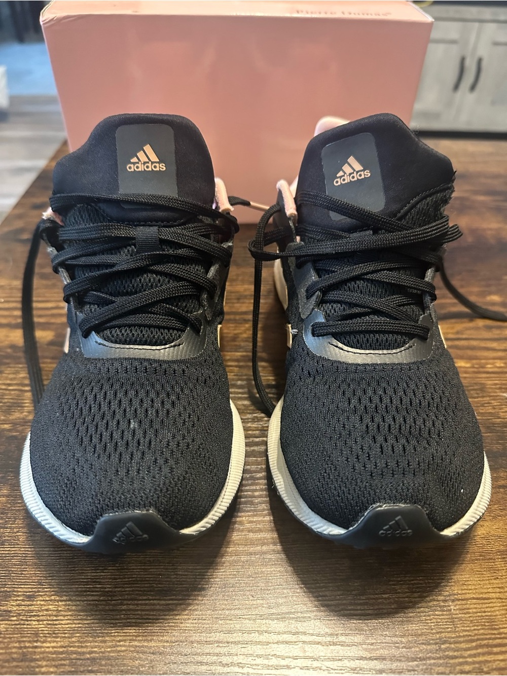 adidas Women's Black Running Shoes with Pink Accents